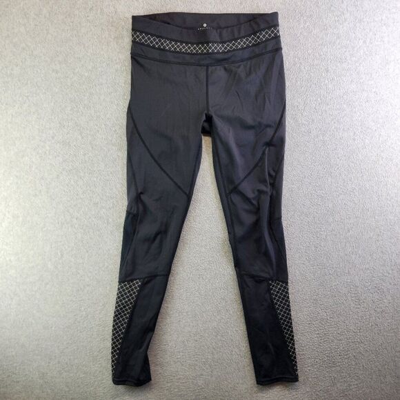 Athleta Leggings Womens Medium Black Straight Up Yoga Reflective Zip Pocket - Picture 1 of 14